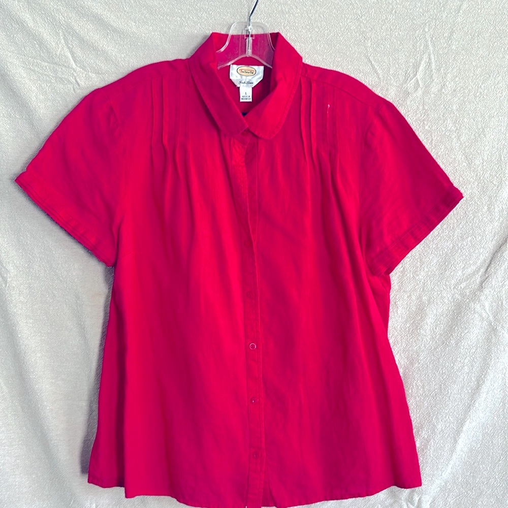 Talbots 100% Irish Linen camp shirt with pleat detail